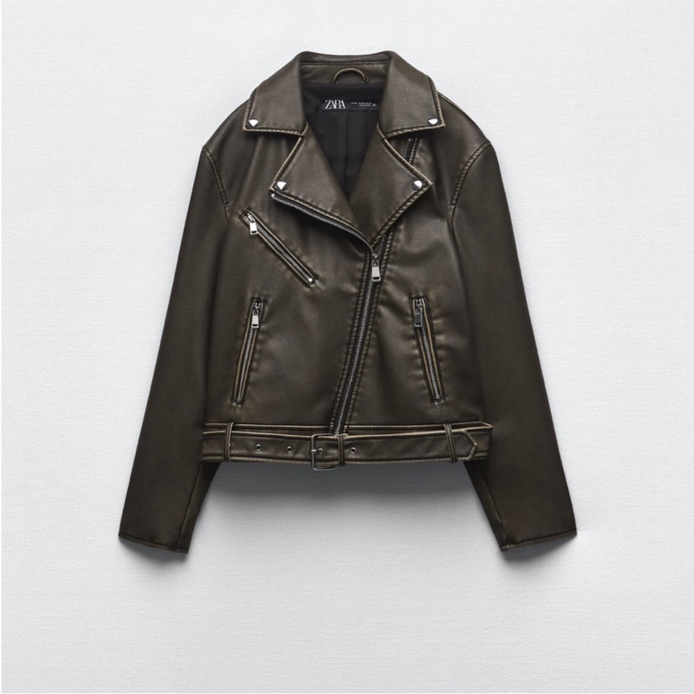 Zara Women's Dark Brown Leather Jacket